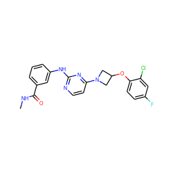 CNC(=O)c1cccc(Nc2nccc(N3CC(Oc4ccc(F)cc4Cl)C3)n2)c1 ZINC000118583951