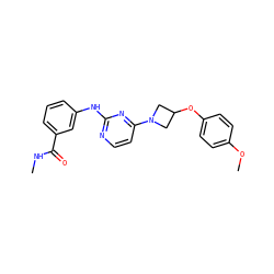 CNC(=O)c1cccc(Nc2nccc(N3CC(Oc4ccc(OC)cc4)C3)n2)c1 ZINC000118594115