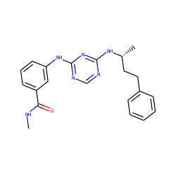 CNC(=O)c1cccc(Nc2ncnc(N[C@H](C)CCc3ccccc3)n2)c1 ZINC001772574766