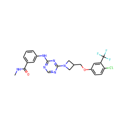 CNC(=O)c1cccc(Nc2ncnc(N3CC(COc4ccc(Cl)c(C(F)(F)F)c4)C3)n2)c1 ZINC001772600791