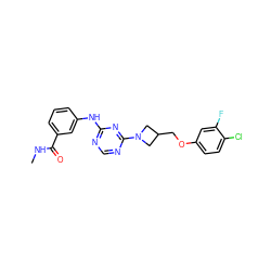 CNC(=O)c1cccc(Nc2ncnc(N3CC(COc4ccc(Cl)c(F)c4)C3)n2)c1 ZINC001772634268