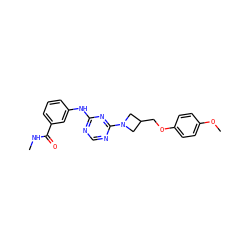 CNC(=O)c1cccc(Nc2ncnc(N3CC(COc4ccc(OC)cc4)C3)n2)c1 ZINC001772635485