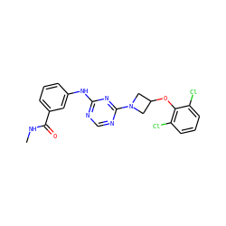 CNC(=O)c1cccc(Nc2ncnc(N3CC(Oc4c(Cl)cccc4Cl)C3)n2)c1 ZINC001772643057