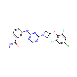 CNC(=O)c1cccc(Nc2ncnc(N3CC(Oc4c(F)cc(Cl)cc4F)C3)n2)c1 ZINC001772584831