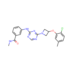 CNC(=O)c1cccc(Nc2ncnc(N3CC(Oc4cc(C)ccc4Cl)C3)n2)c1 ZINC001772623001