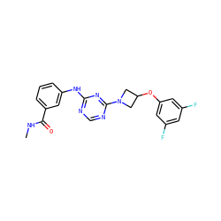 CNC(=O)c1cccc(Nc2ncnc(N3CC(Oc4cc(F)cc(F)c4)C3)n2)c1 ZINC001772606045