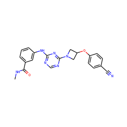 CNC(=O)c1cccc(Nc2ncnc(N3CC(Oc4ccc(C#N)cc4)C3)n2)c1 ZINC001772578306