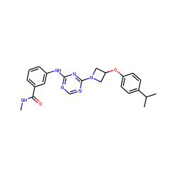 CNC(=O)c1cccc(Nc2ncnc(N3CC(Oc4ccc(C(C)C)cc4)C3)n2)c1 ZINC000118579969