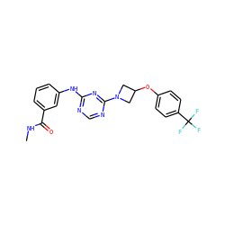 CNC(=O)c1cccc(Nc2ncnc(N3CC(Oc4ccc(C(F)(F)F)cc4)C3)n2)c1 ZINC000118594707