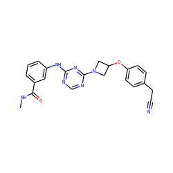 CNC(=O)c1cccc(Nc2ncnc(N3CC(Oc4ccc(CC#N)cc4)C3)n2)c1 ZINC001772585562