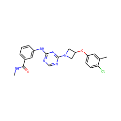 CNC(=O)c1cccc(Nc2ncnc(N3CC(Oc4ccc(Cl)c(C)c4)C3)n2)c1 ZINC000118584867