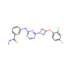 CNC(=O)c1cccc(Nc2ncnc(N3CC(Oc4ccc(Cl)cc4Cl)C3)n2)c1 ZINC001772597224