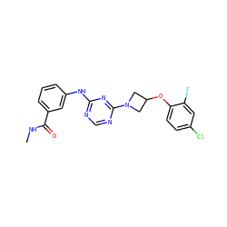 CNC(=O)c1cccc(Nc2ncnc(N3CC(Oc4ccc(Cl)cc4F)C3)n2)c1 ZINC000118709734