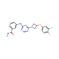 CNC(=O)c1cccc(Nc2ncnc(N3CC(Oc4ccc(F)c(Cl)c4)C3)n2)c1 ZINC000118716436