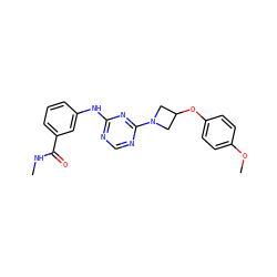 CNC(=O)c1cccc(Nc2ncnc(N3CC(Oc4ccc(OC)cc4)C3)n2)c1 ZINC001772608642