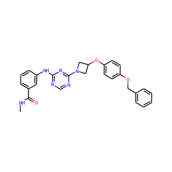 CNC(=O)c1cccc(Nc2ncnc(N3CC(Oc4ccc(OCc5ccccc5)cc4)C3)n2)c1 ZINC001772608247