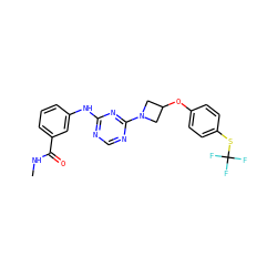 CNC(=O)c1cccc(Nc2ncnc(N3CC(Oc4ccc(SC(F)(F)F)cc4)C3)n2)c1 ZINC001772647830
