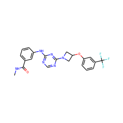 CNC(=O)c1cccc(Nc2ncnc(N3CC(Oc4cccc(C(F)(F)F)c4)C3)n2)c1 ZINC001772619018