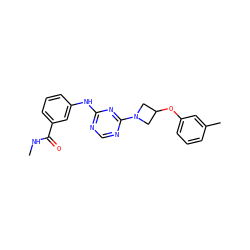 CNC(=O)c1cccc(Nc2ncnc(N3CC(Oc4cccc(C)c4)C3)n2)c1 ZINC001772643761