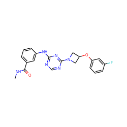 CNC(=O)c1cccc(Nc2ncnc(N3CC(Oc4cccc(F)c4)C3)n2)c1 ZINC001772570084