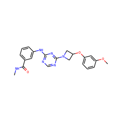 CNC(=O)c1cccc(Nc2ncnc(N3CC(Oc4cccc(OC)c4)C3)n2)c1 ZINC001772656841