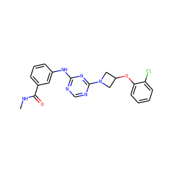 CNC(=O)c1cccc(Nc2ncnc(N3CC(Oc4ccccc4Cl)C3)n2)c1 ZINC000118585839