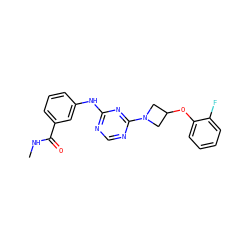 CNC(=O)c1cccc(Nc2ncnc(N3CC(Oc4ccccc4F)C3)n2)c1 ZINC001772652990
