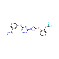 CNC(=O)c1cccc(Nc2ncnc(N3CC(Oc4ccccc4OC(F)(F)F)C3)n2)c1 ZINC001772610569