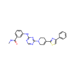 CNC(=O)c1cccc(Nc2ncnc(N3CC=C(c4nc(-c5ccccc5)cs4)CC3)n2)c1 ZINC001772634331