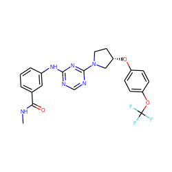 CNC(=O)c1cccc(Nc2ncnc(N3CC[C@H](Oc4ccc(OC(F)(F)F)cc4)C3)n2)c1 ZINC001772654596