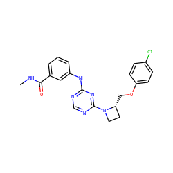 CNC(=O)c1cccc(Nc2ncnc(N3CC[C@H]3COc3ccc(Cl)cc3)n2)c1 ZINC001772640136