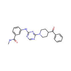 CNC(=O)c1cccc(Nc2ncnc(N3CCC(C(=O)c4ccccc4)CC3)n2)c1 ZINC001772616472