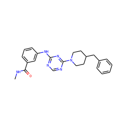 CNC(=O)c1cccc(Nc2ncnc(N3CCC(Cc4ccccc4)CC3)n2)c1 ZINC001772574639