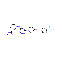 CNC(=O)c1cccc(Nc2ncnc(N3CCC(OCc4ccc(C(F)(F)F)cc4)CC3)n2)c1 ZINC001772632773