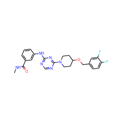 CNC(=O)c1cccc(Nc2ncnc(N3CCC(OCc4ccc(F)c(F)c4)CC3)n2)c1 ZINC001772584181