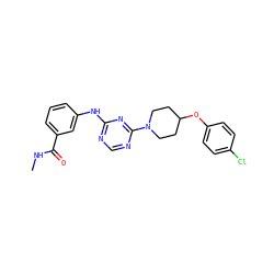 CNC(=O)c1cccc(Nc2ncnc(N3CCC(Oc4ccc(Cl)cc4)CC3)n2)c1 ZINC001772603576