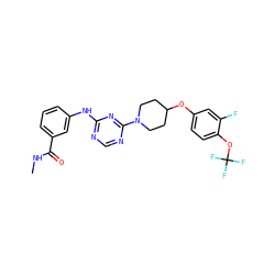 CNC(=O)c1cccc(Nc2ncnc(N3CCC(Oc4ccc(OC(F)(F)F)c(F)c4)CC3)n2)c1 ZINC001772624866
