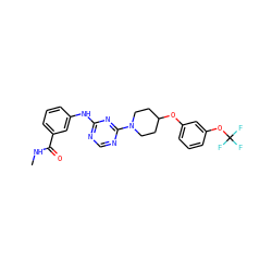 CNC(=O)c1cccc(Nc2ncnc(N3CCC(Oc4cccc(OC(F)(F)F)c4)CC3)n2)c1 ZINC001772573084
