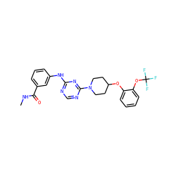 CNC(=O)c1cccc(Nc2ncnc(N3CCC(Oc4ccccc4OC(F)(F)F)CC3)n2)c1 ZINC001772571480