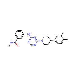 CNC(=O)c1cccc(Nc2ncnc(N3CCC(c4ccc(C)c(C)c4)CC3)n2)c1 ZINC001772614943