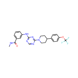 CNC(=O)c1cccc(Nc2ncnc(N3CCC(c4ccc(OC(F)(F)F)cc4)CC3)n2)c1 ZINC001772582719