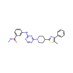 CNC(=O)c1cccc(Nc2ncnc(N3CCC(c4nc(-c5ccccc5)c(C)s4)CC3)n2)c1 ZINC001772635861