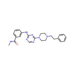CNC(=O)c1cccc(Nc2ncnc(N3CCN(CCc4ccccc4)CC3)n2)c1 ZINC001772629734