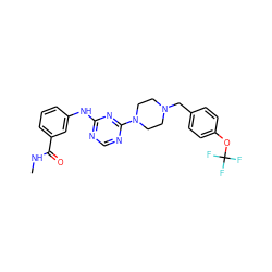 CNC(=O)c1cccc(Nc2ncnc(N3CCN(Cc4ccc(OC(F)(F)F)cc4)CC3)n2)c1 ZINC001772581651