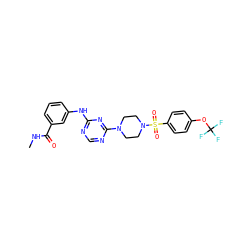 CNC(=O)c1cccc(Nc2ncnc(N3CCN(S(=O)(=O)c4ccc(OC(F)(F)F)cc4)CC3)n2)c1 ZINC001772633651