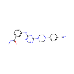 CNC(=O)c1cccc(Nc2ncnc(N3CCN(c4ccc(C#N)cc4)CC3)n2)c1 ZINC001772657194