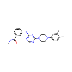 CNC(=O)c1cccc(Nc2ncnc(N3CCN(c4ccc(C)c(C)c4)CC3)n2)c1 ZINC001772612637