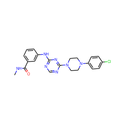 CNC(=O)c1cccc(Nc2ncnc(N3CCN(c4ccc(Cl)cc4)CC3)n2)c1 ZINC001772621517