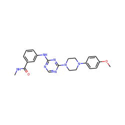 CNC(=O)c1cccc(Nc2ncnc(N3CCN(c4ccc(OC)cc4)CC3)n2)c1 ZINC001772619020