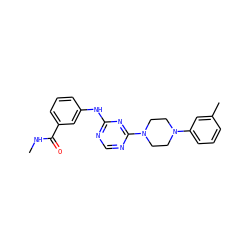 CNC(=O)c1cccc(Nc2ncnc(N3CCN(c4cccc(C)c4)CC3)n2)c1 ZINC001772574654